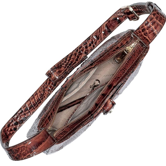 Women’s Bag BRAHMIN Melbourne Leather Pecan Johanna Brown Crossbody AUTHENTIC - Picture 4 of 14